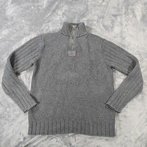 Polo Jeans Co Ralph Lauren 1/4 Zip Pullover Mens M Gray Knit Casual Sweater